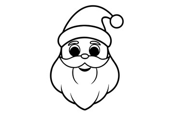 christmas santa head line art silhouette vector illustration