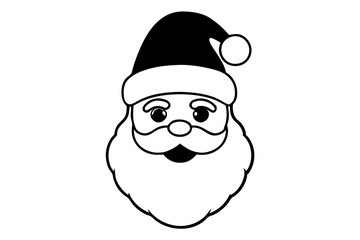 christmas santa head line art silhouette vector illustration