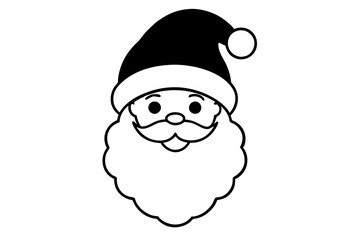 christmas santa head line art silhouette vector illustration