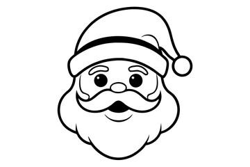 christmas santa head line art silhouette vector illustration