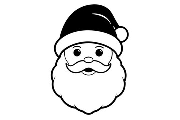 christmas santa head line art silhouette vector illustration