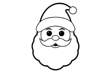 christmas santa head line art silhouette vector illustration