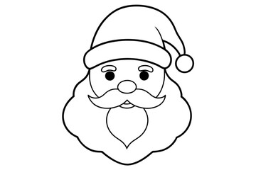 christmas santa head line art silhouette vector illustration