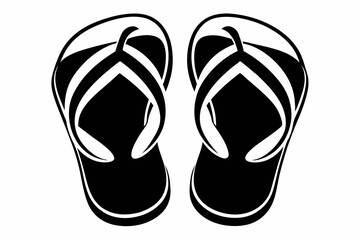 flip flops line art silhouette vector illustration