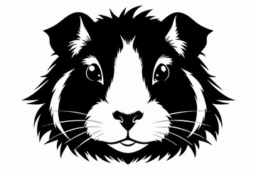 guinea pig head line art silhouette vector illustration