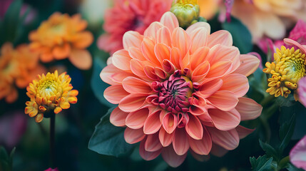 Blooming Dahlia Flower with Lush Petals in a Garden Setting