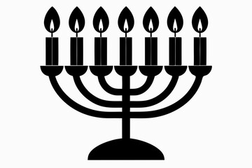 hanukkah menorah line art silhouette vector illustration