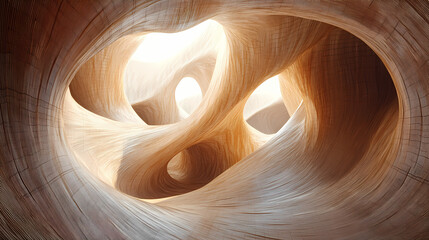 Obraz premium A canyon of living fabric, its walls shifting and rippling as if breathing, with threads unraveling to form surreal shapes, generative ai. Living Threads. Illustration