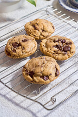 Delicious Chocolate Chip Cookies in a rustic kitchen