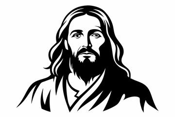 jesus line art silhouette vector illustration