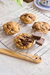 Homemade fresh chocolate chip in a rustic kitchen