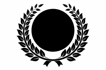 laurel wreath circle frame branch line art silhouette vector illustration
