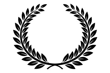 laurel wreath circle frame branch line art silhouette vector illustration