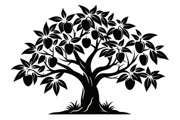 Obraz premium mango tree line art silhouette vector illustration