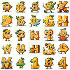 Obraz premium Cartoon citrus Lettering Typeface. AI generated illustration