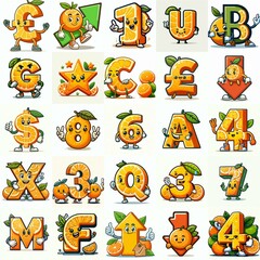 Obraz premium Cartoon citrus Lettering Typeface. AI generated illustration