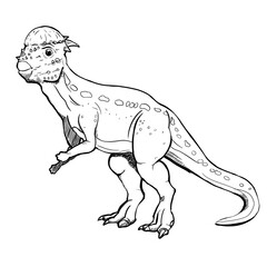 Dinosaur Hand drawing line art coloring book illustration, coloring page for kids and adults, transparent background png