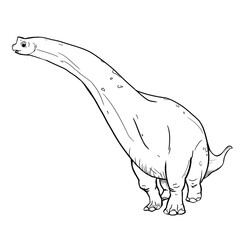 Dinosaur Hand drawing line art coloring book illustration, coloring page for kids and adults, transparent background png