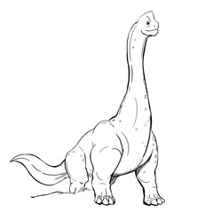Dinosaur Hand drawing line art coloring book illustration, coloring page for kids and adults, transparent background png