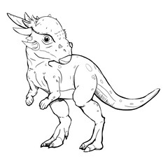Dinosaur Hand drawing line art coloring book illustration, coloring page for kids and adults, transparent background png