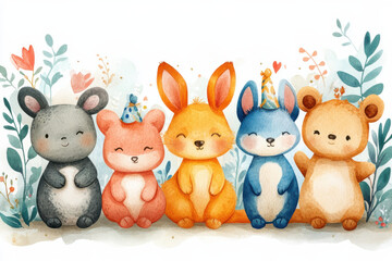 Naklejka premium All the Sweetest Animals Want to Celebrate You!