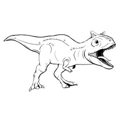Dinosaur Hand drawing line art coloring book illustration, coloring page for kids and adults, transparent background png