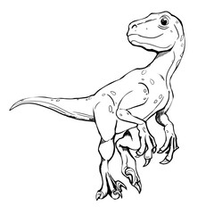 Dinosaur Hand drawing line art coloring book illustration, coloring page for kids and adults, transparent background png