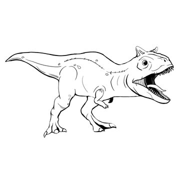 Dinosaur Hand drawing line art coloring book illustration, coloring page for kids and adults, transparent background png