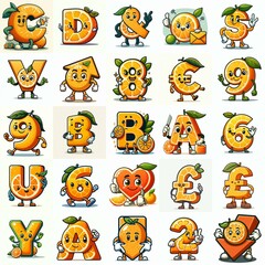 Obraz premium Cartoon citrus Lettering Typeface. AI generated illustration
