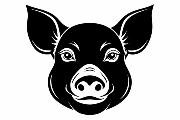 pig head line art silhouette vector illustration
