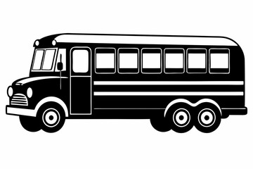 school bus icon line art silhouette vector illustration