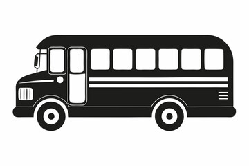 school bus icon line art silhouette vector illustration