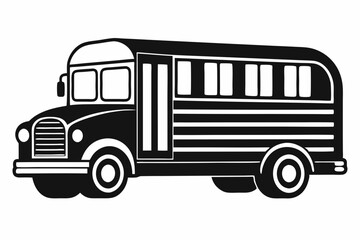 school bus icon line art silhouette vector illustration