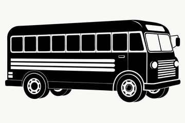 school bus icon line art silhouette vector illustration