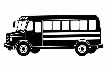 school bus icon line art silhouette vector illustration
