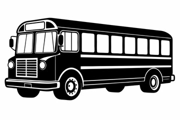 school bus icon line art silhouette vector illustration