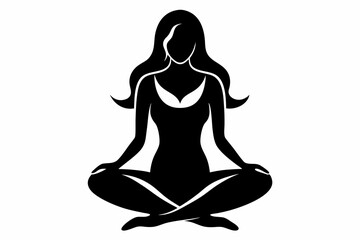 sitting woman line art silhouette vector illustration