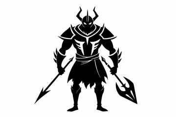 warriot line art silhouette vector illustration