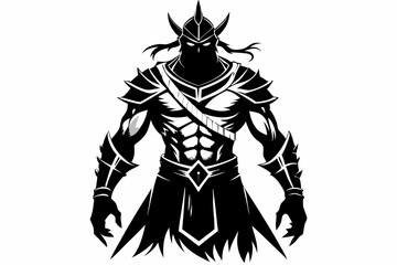 warriot line art silhouette vector illustration
