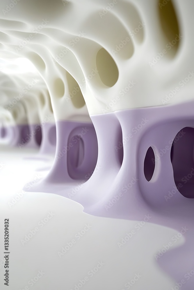 Fototapete abstract organic structure with fluid forms and surreal architectural design