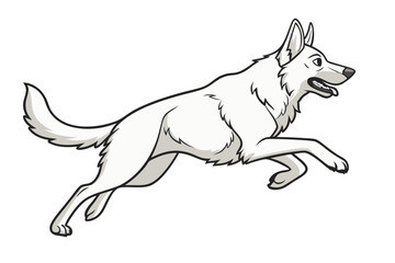 stylized image of a white German Shepherd running or jumping