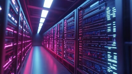 Fototapeta premium AI Supercomputer Processing Vast Amounts of Data - Ult