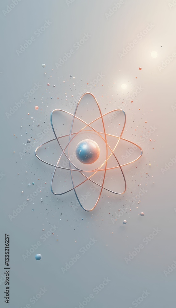Poster abstract representation of atomic structure with colorful spheres