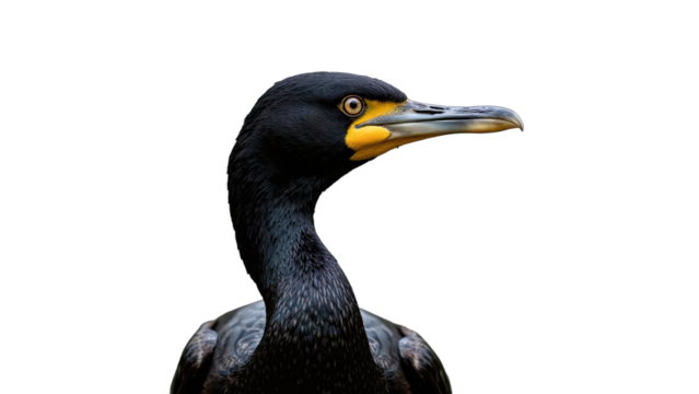Black cormorant — stock photo isolated on white background PNG transparent