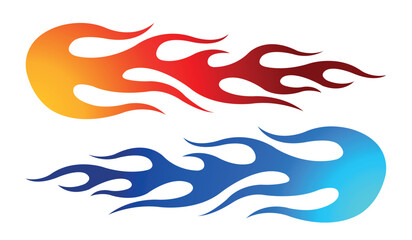 Burning tires and flame sports car decal vinyl sticker. Racing car speed fire flames vector art graphic. Side decoration for car, auto, truck, boat, suv, motorcycle.