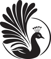 Fototapeta premium black and white peacock logo type silhouette designs