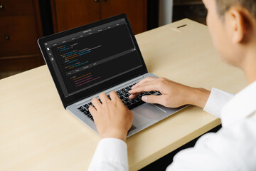 Software development programming on computer screen for modish application and program coding