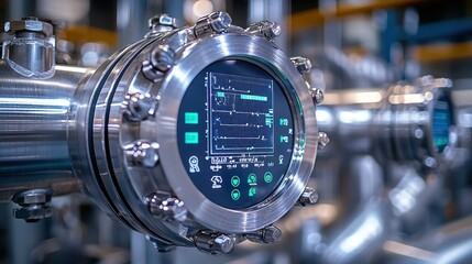Industrial process monitor with digital display showing real-time data and controls