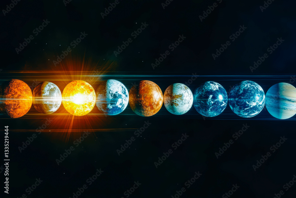 Poster Celestial Harmony as All Planets Align in a Spectacular Cosmic Event