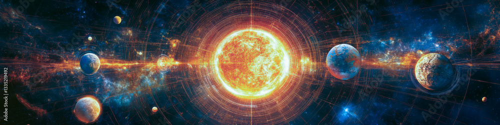 Poster celestial harmony unfolds as planets align in cosmic spectacle